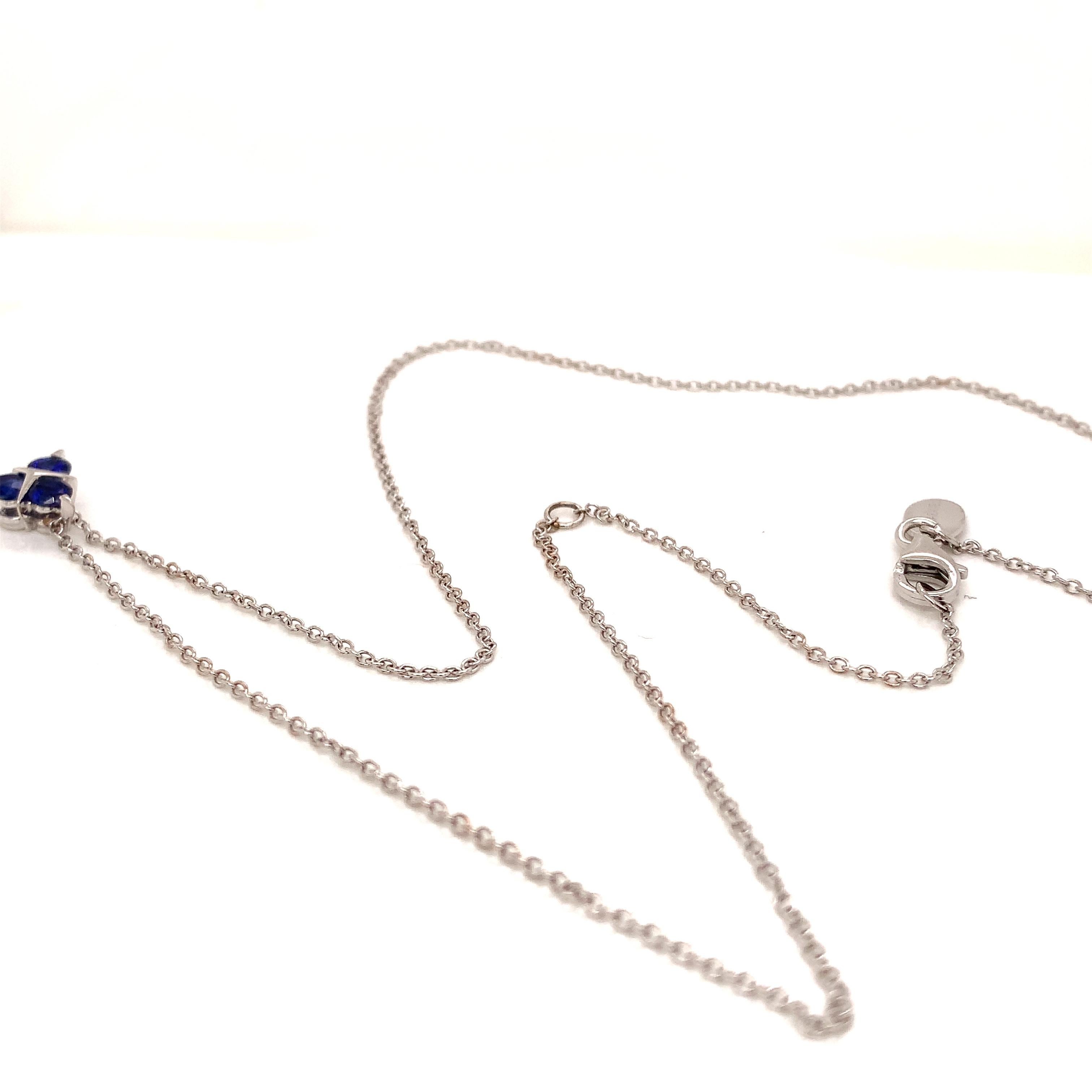 18 Karat White Gold Blue Sapphires Garavelli Pendant with Chain 4