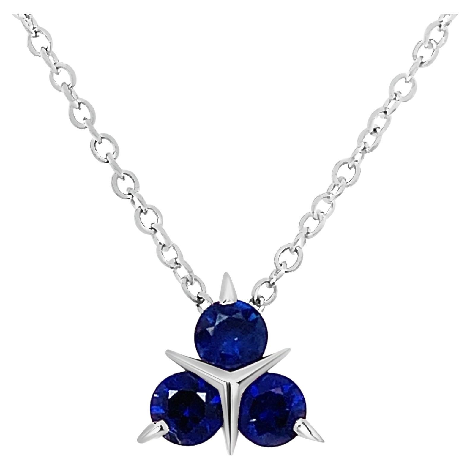18 Karat White Gold Blue Sapphires Garavelli Pendant with Chain
