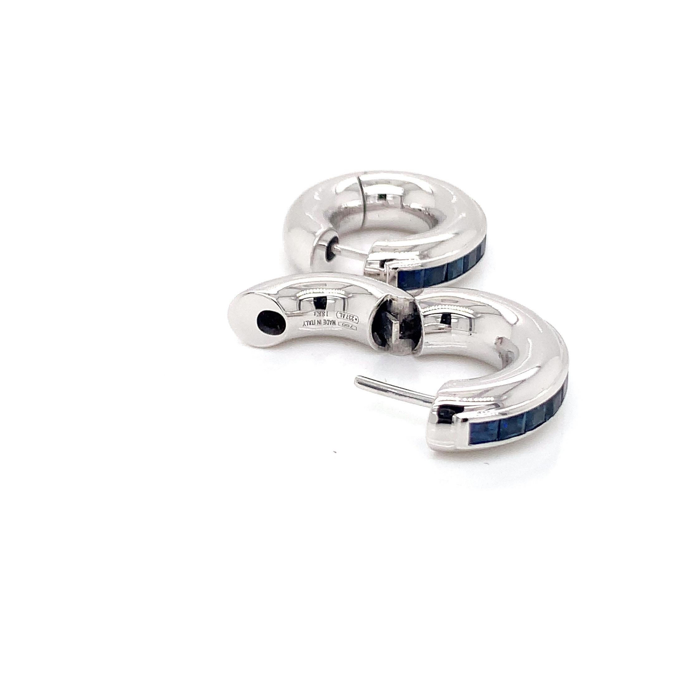 Take the plunge with these Huggie Earrings from Garavelli! Crafted with 18kt white gold and blue sapphires motif, these sleek  earrings are perfect for the thrill-seeker who loves a stylish challenge.
Step up your game with our blue line huggie