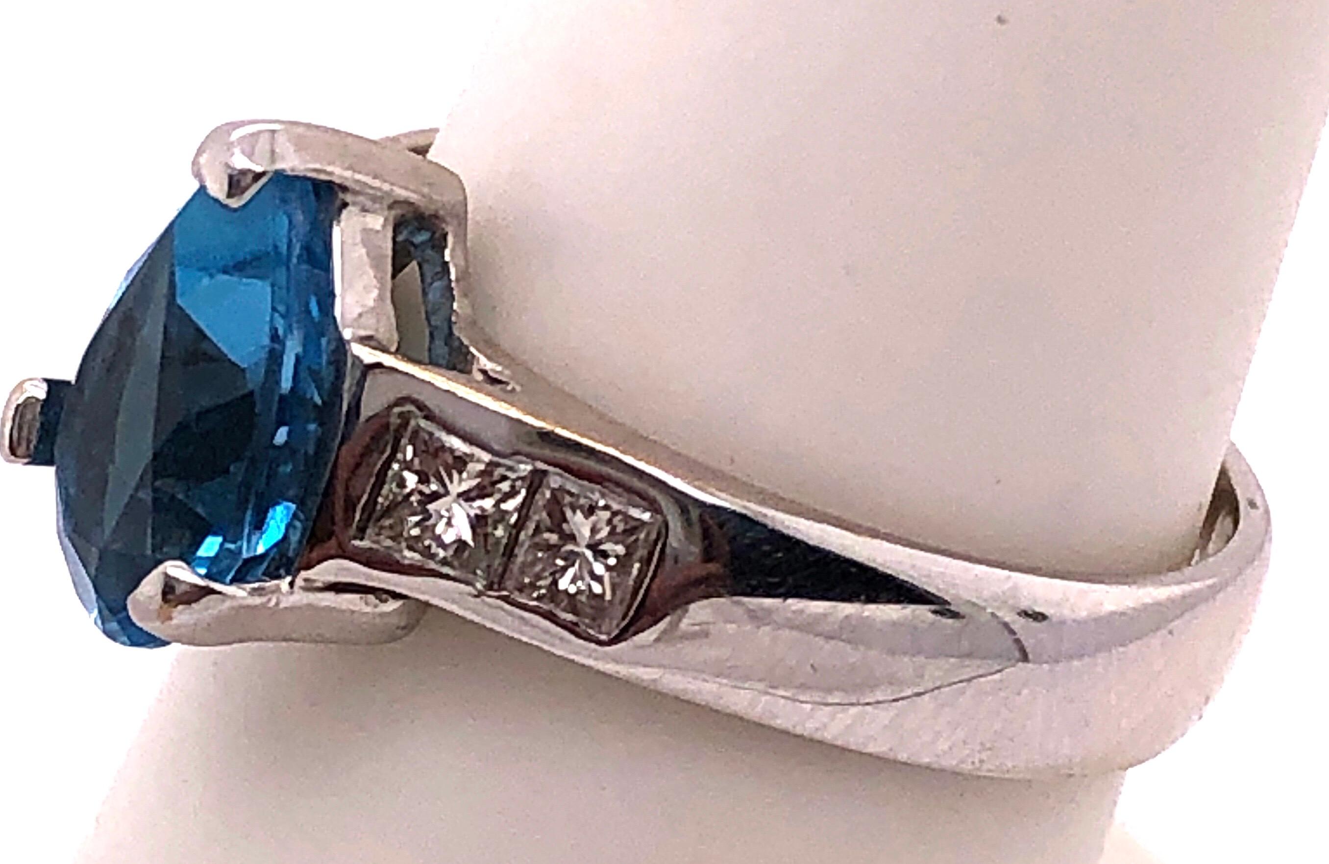 18 Karat White Gold Blue Topaz Center with Diamond Accents Ring 0.72 TDW For Sale 3
