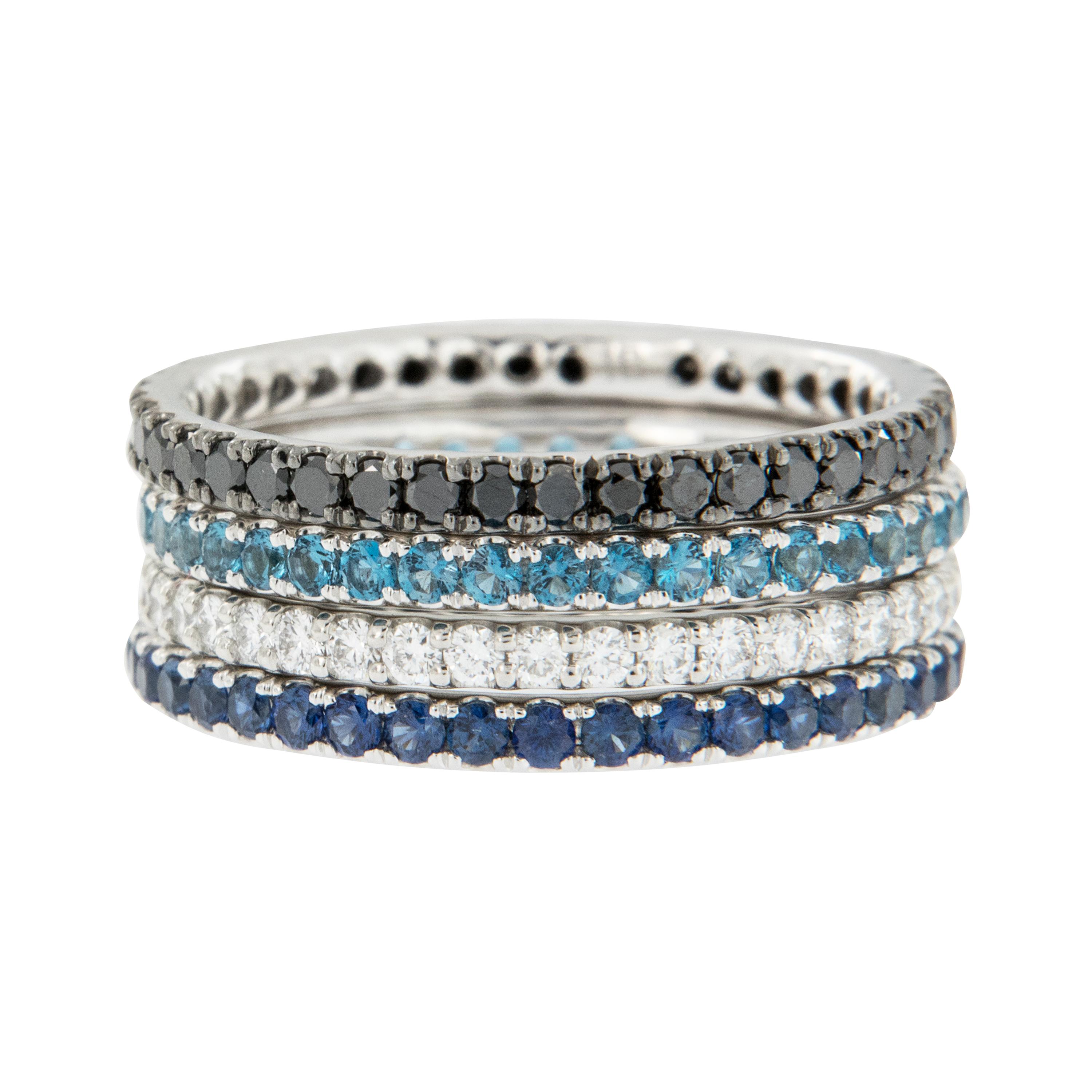 blue topaz eternity band white gold