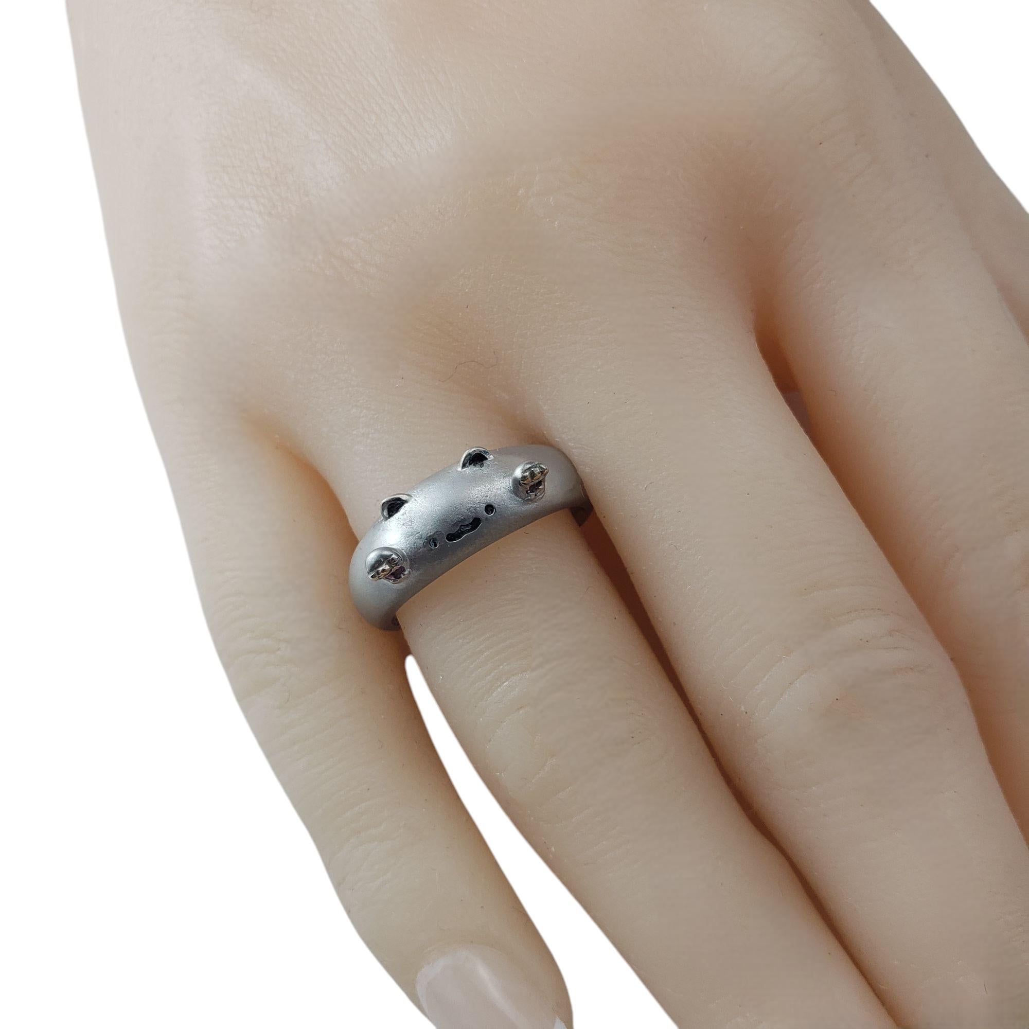 18 Karat White Gold Bongo Cat Ring Size 7.5-7.75 #21038 For Sale 3