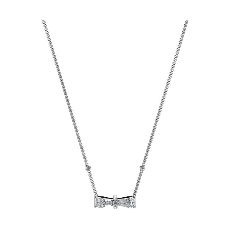 18 Karat Weißgold Schleifen-Diamant-Halskette '1/5 Karat' im Angebot