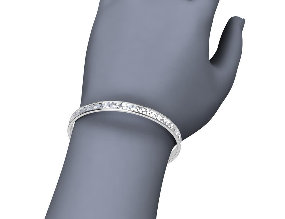 Pulsera brazalete rectángulos de oro blanco de 18 quilates en venta 4