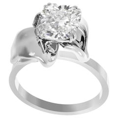 Used White Gold Bridal Ring with 1.01 Carats Crushed Ice Cushion Diamond