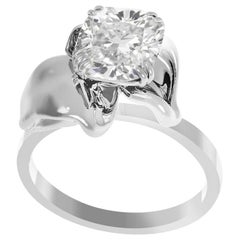 18 Karat White Gold Bridal Ring with GIA Certified 1.01 Carat Diamond
