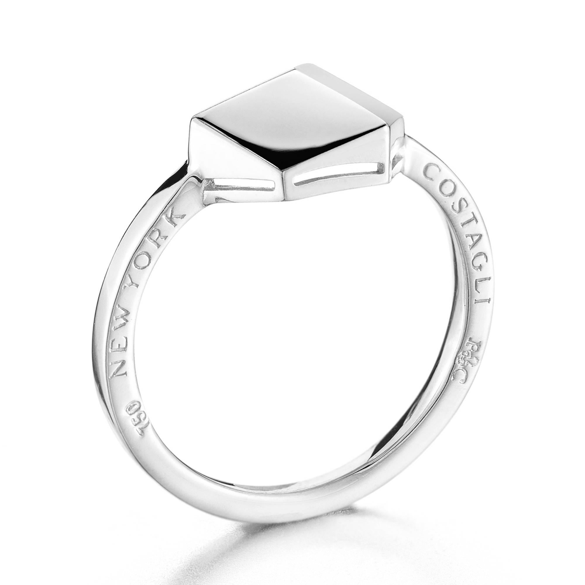 Contemporary Paolo Costagli 18 Karat White Gold Brillante Stackable Ring For Sale