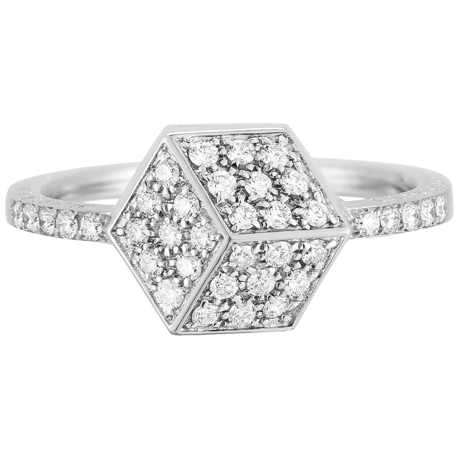 Paolo Costagli 18 Karat White Gold Brillante Stackable Ring with Diamonds For Sale