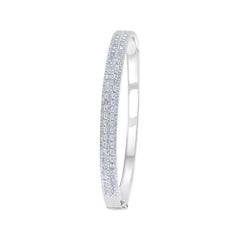 18 Karat White Gold Brilliant and Baguette Cut Diamonds Bangle Bracelet