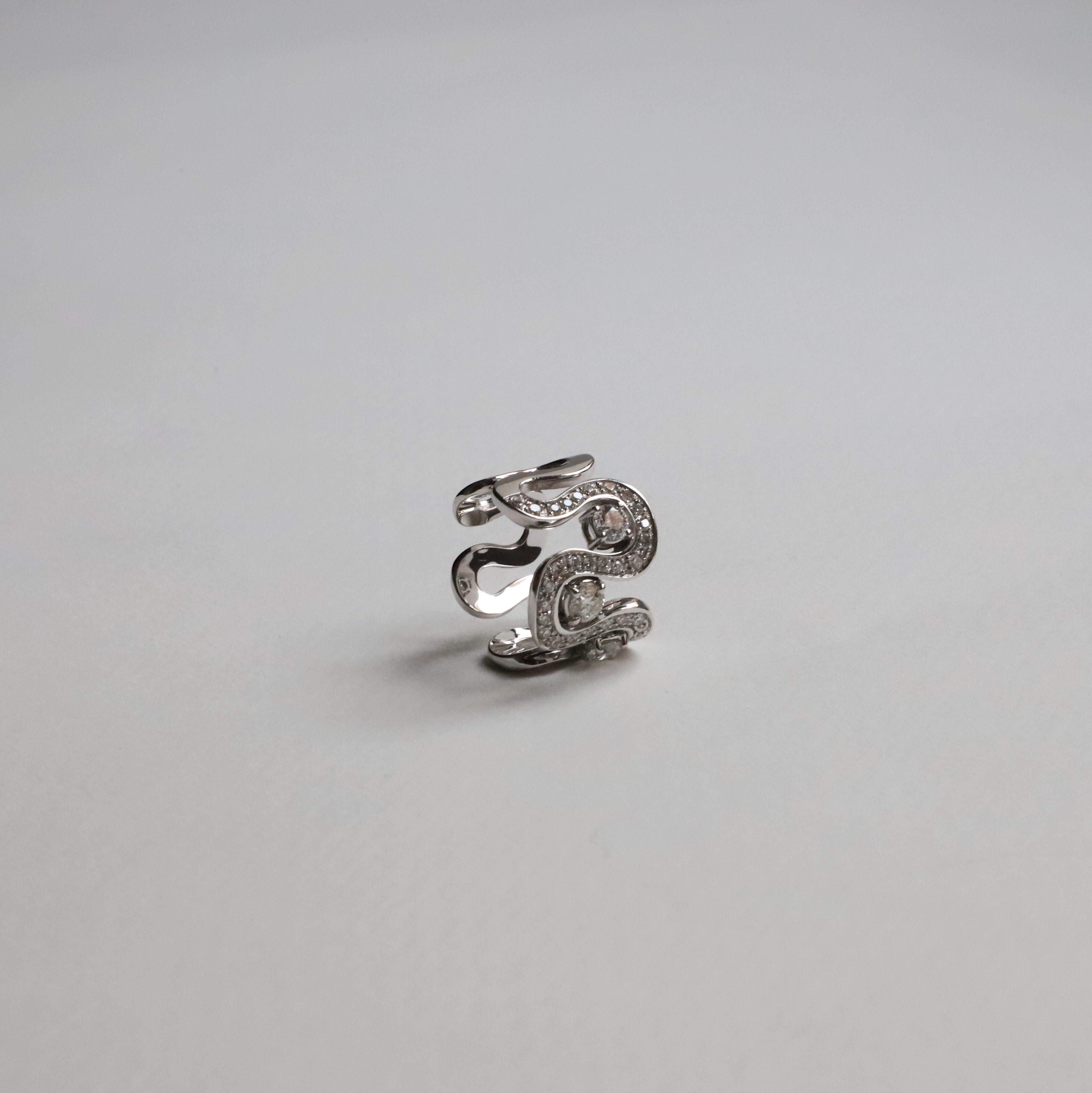 1,54 Karat G Farbe VVs1 Weiße Diamanten 18 Karat Weißgold Design Ring im Angebot 6