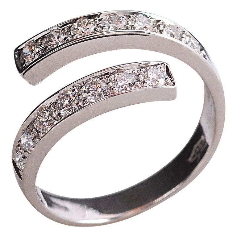18 Karat White Gold Brilliant Cut White Diamonds Engagement Design Ring For Sale 4