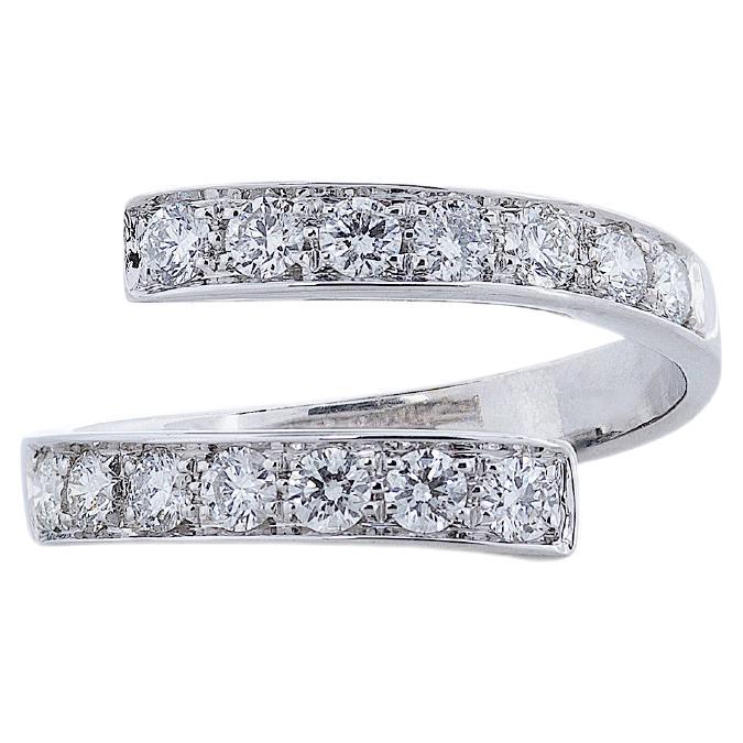 Bague de fiançailles unisexe en or 18 carats et diamants blancs 0,42 carat, design Toi et Moi