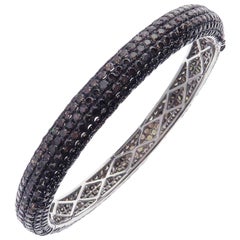 18 Karat White Gold Brown Diamond Classic Pave Band Eternity Bangle Bracelet