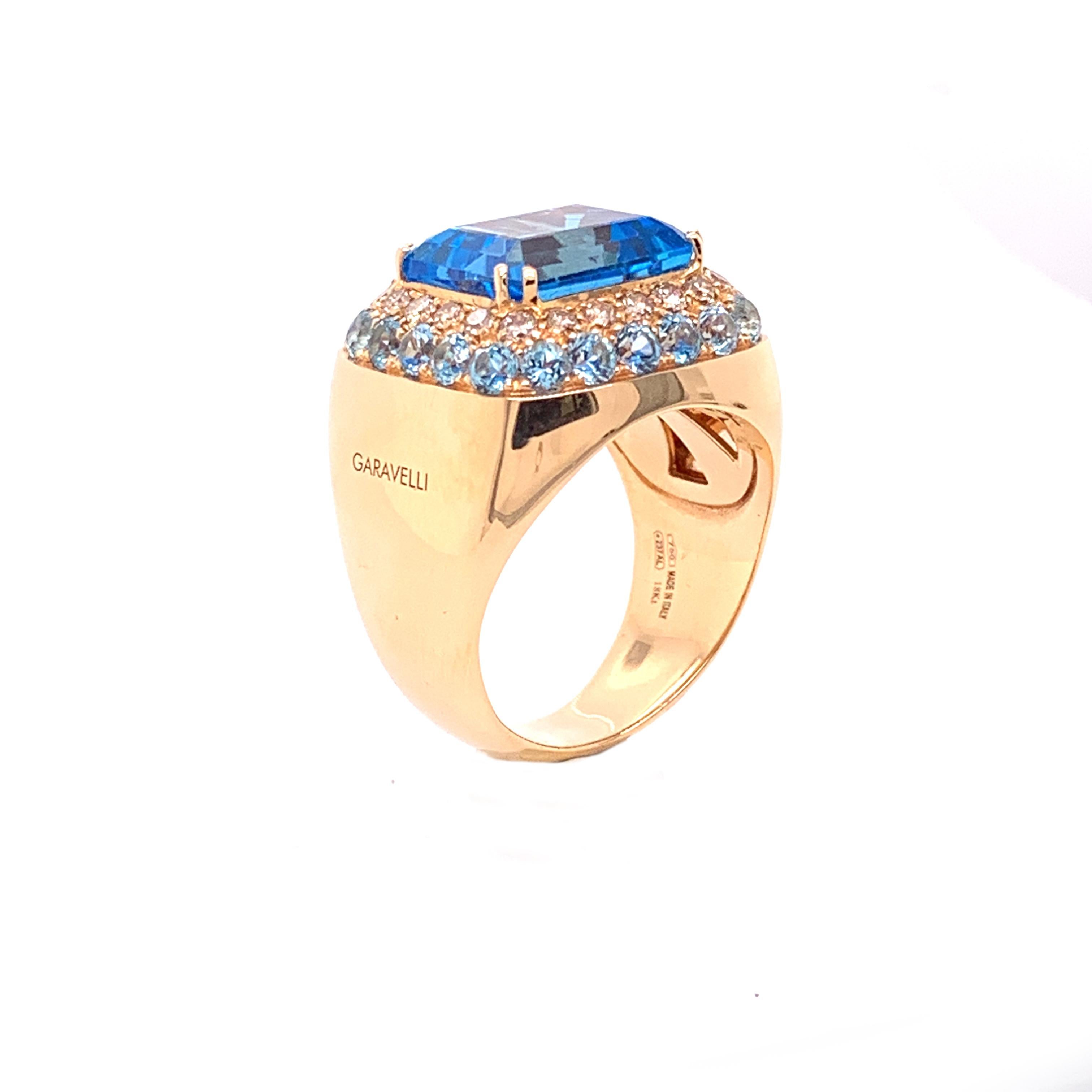 18 Karat Rose Gold Brown Diamonds and Blue Topaz Earrings 9