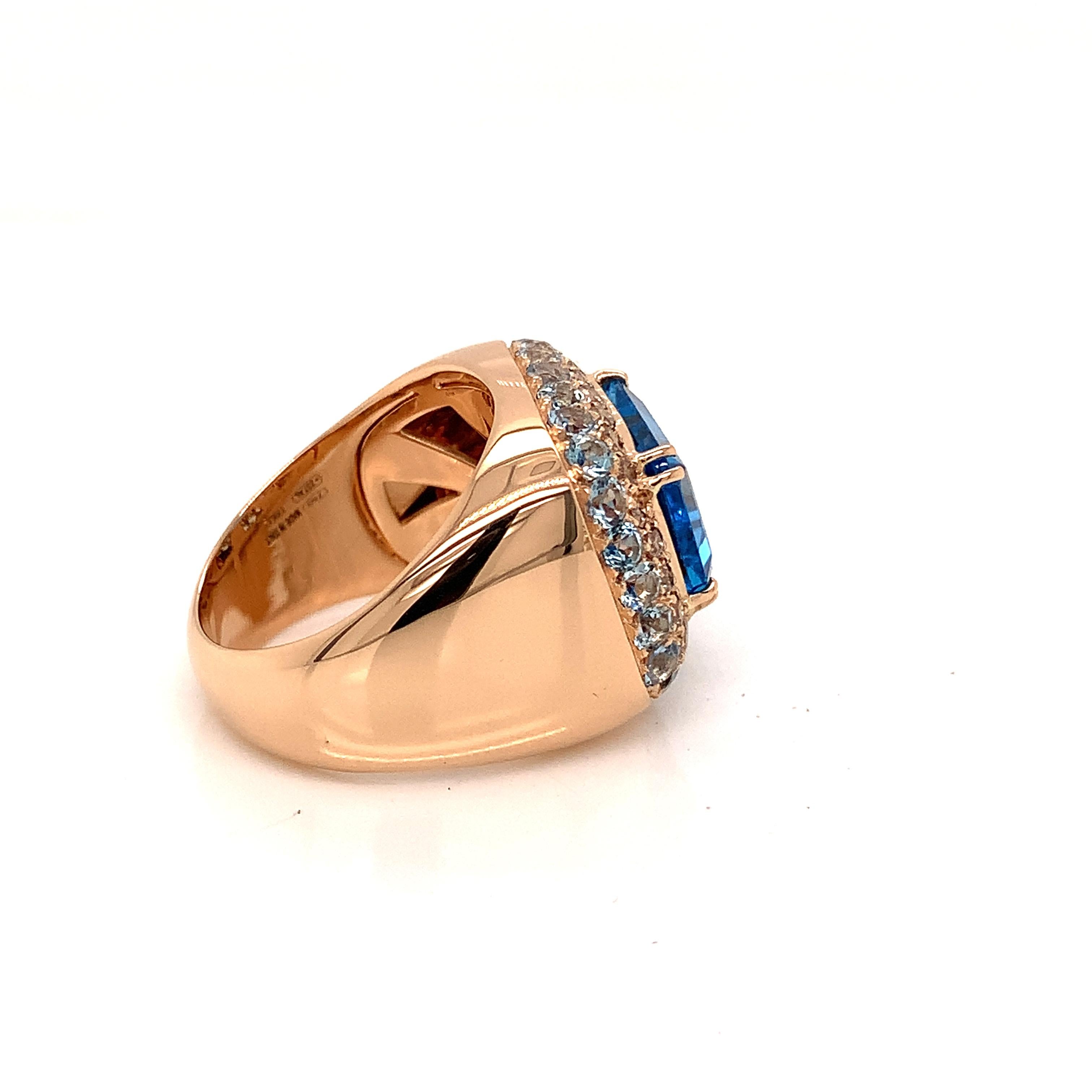 18 Karat White Gold Brown Diamonds and Blue Topaz Ring For Sale 8