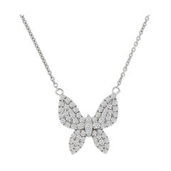18 Karat White Gold Butterfly Large Diamond Necklace '1/2 Carat'