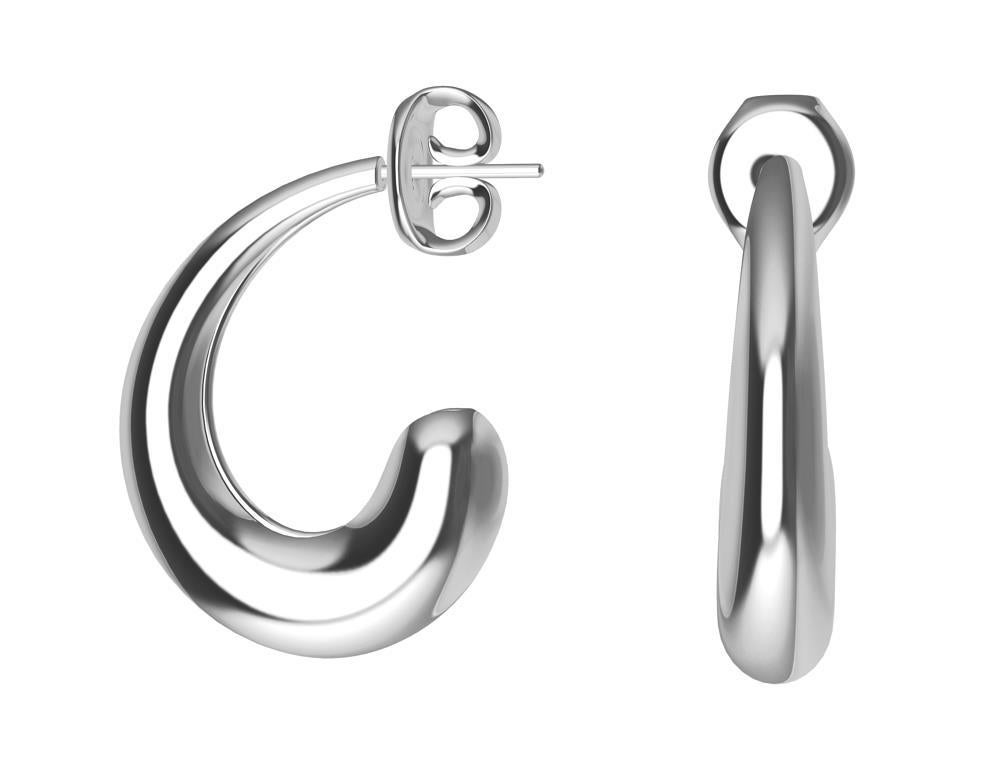 18 Karat White Gold C Hoop Teardrop Earrings Medium , Less is more. This design can last you 20 years or more. Designing for Tiffany's taught me the essence of the sublime.  Simplicity. Clean elegance , keep it simple silly.
These are hollow hoops