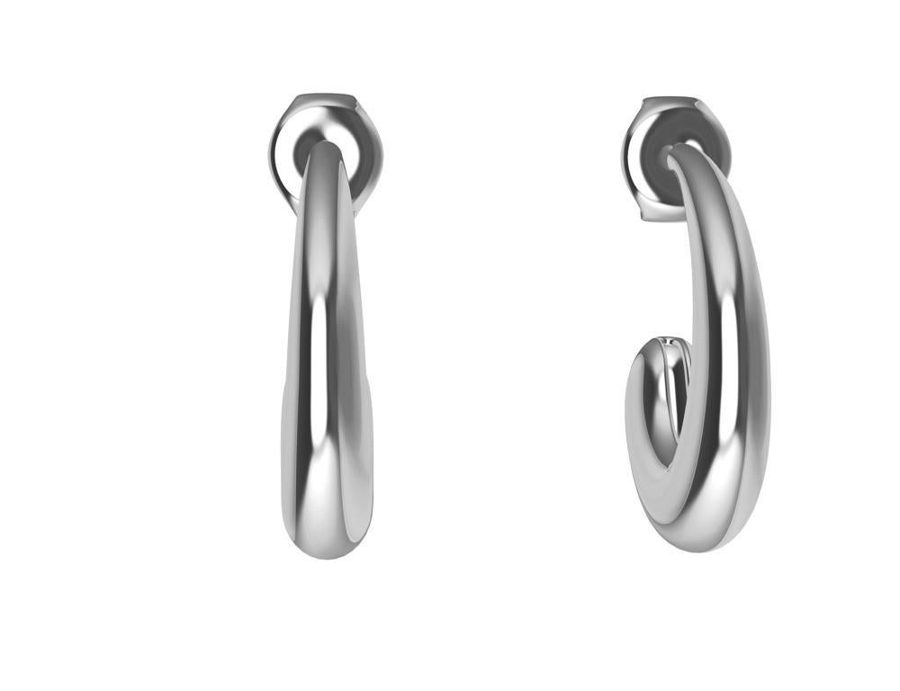 Contemporary 18 Karat White Gold C-Hoop Teardrop Earrings For Sale