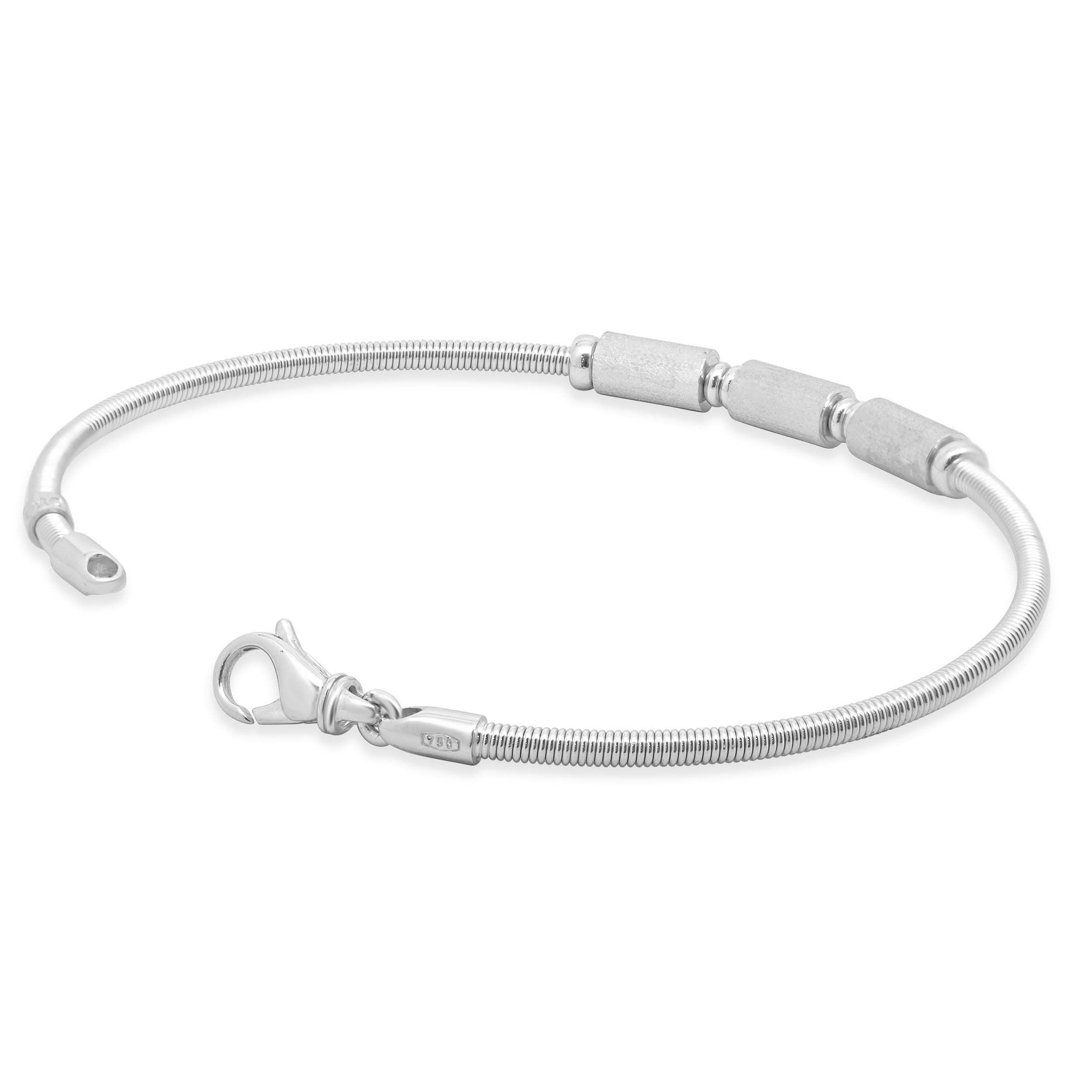 da uomo o donna Bracciale a stazione con cavo in oro bianco 18 carati in vendita