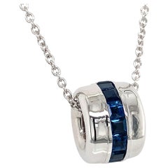 18 Karat White Gold Carre Blue Sapphires Garavelli Necklace