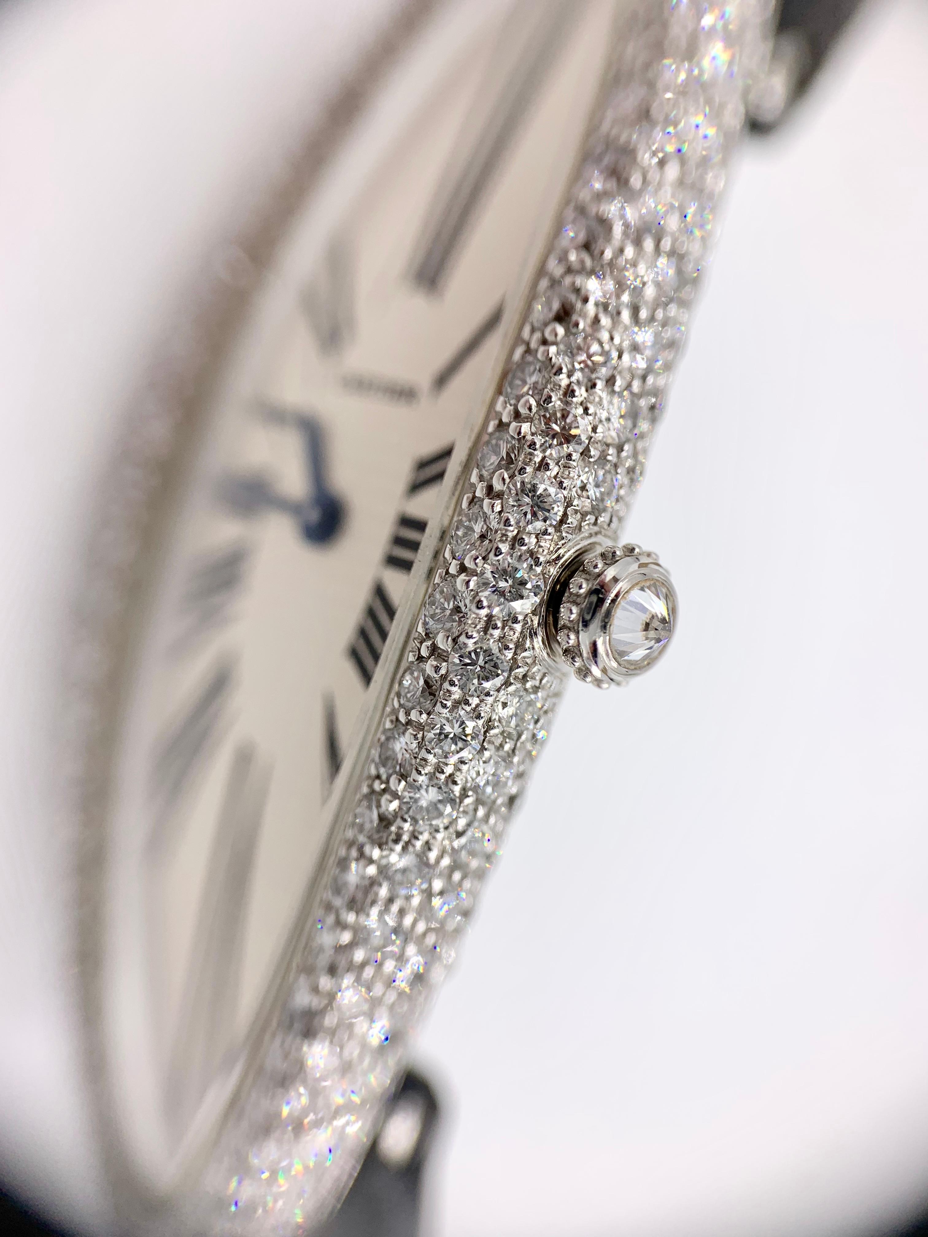 Cartier 18 Karat White Gold Baignoire Allongée Diamond Watch 1