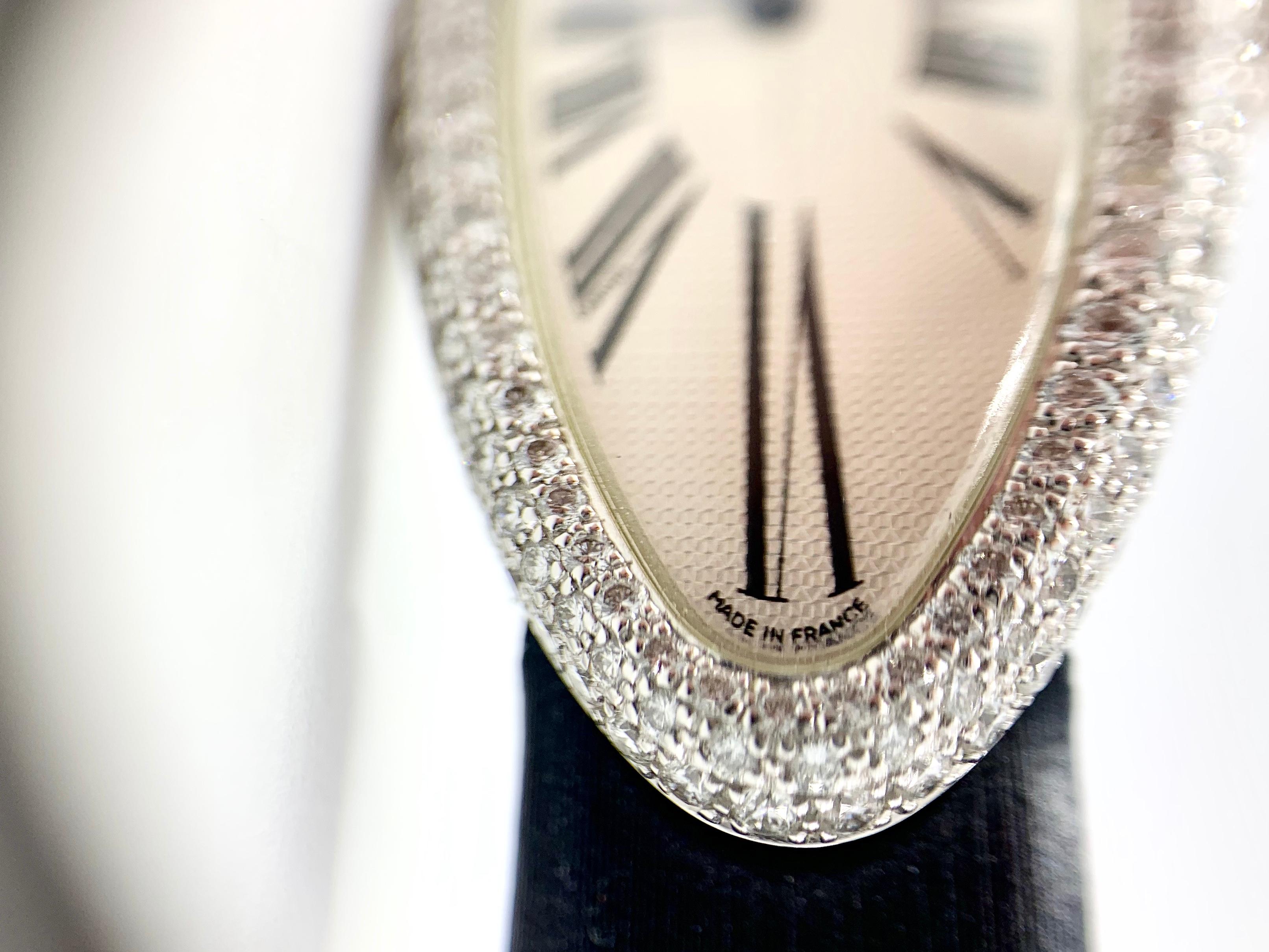 Cartier 18 Karat White Gold Baignoire Allongée Diamond Watch 2
