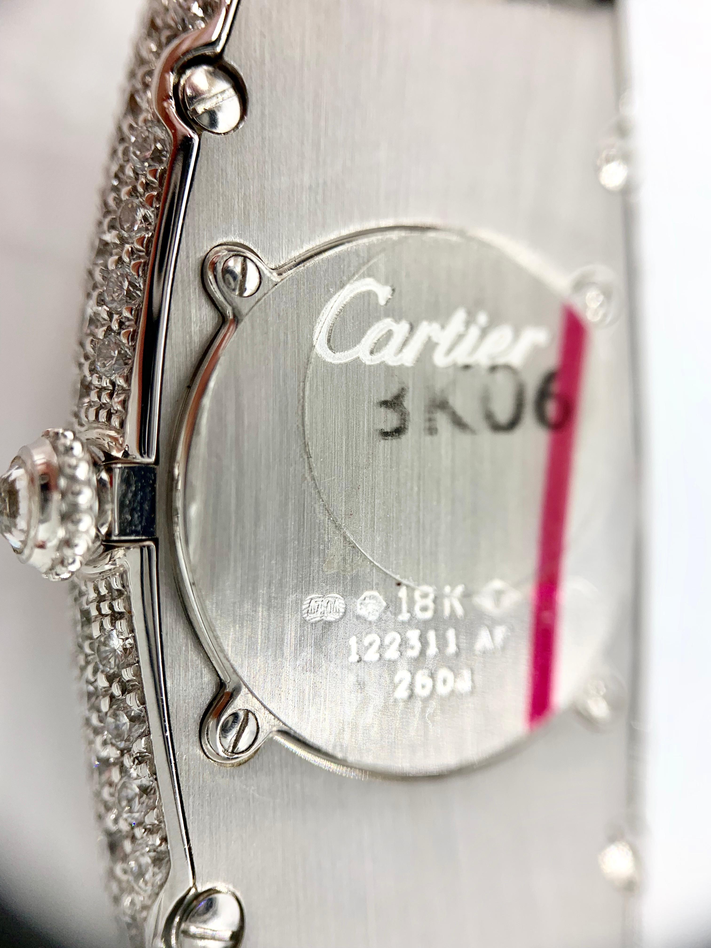 Cartier 18 Karat White Gold Baignoire Allongée Diamond Watch In Good Condition In Pikesville, MD