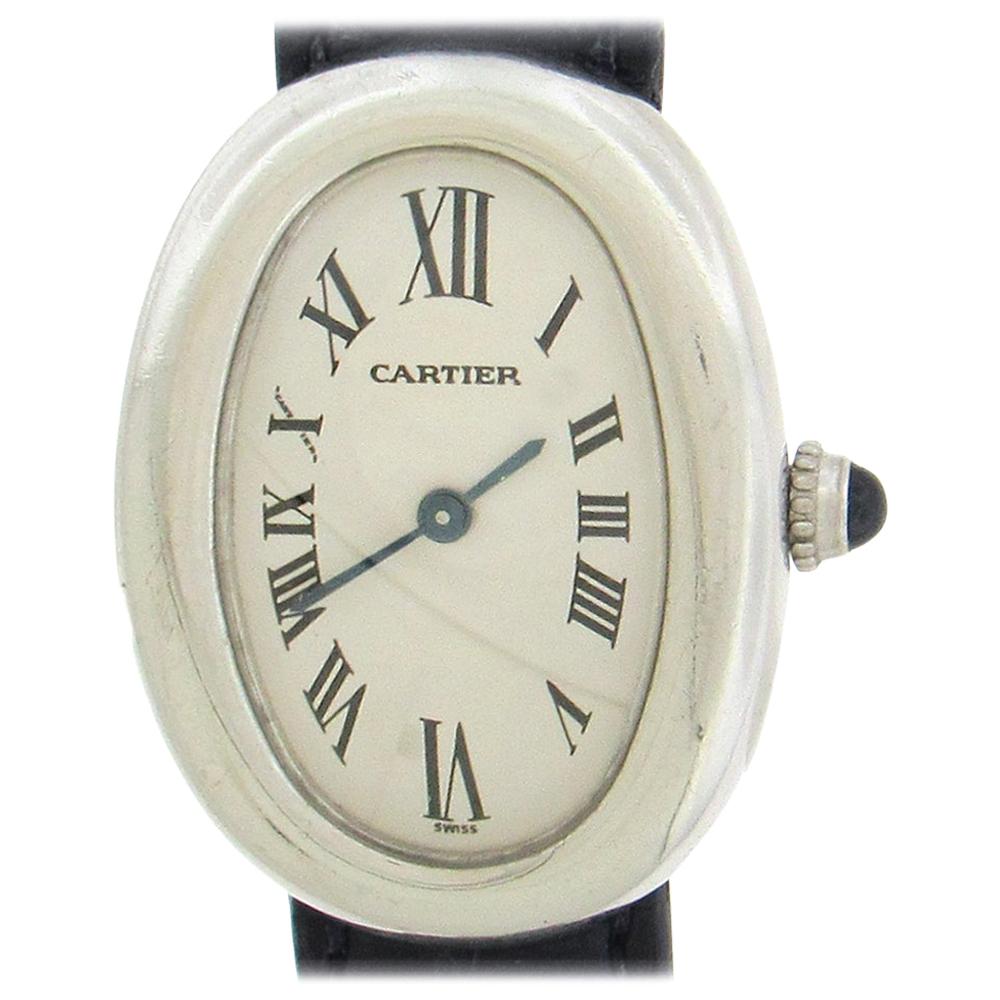 18 Karat White Gold Cartier Baignoire Wristwatch