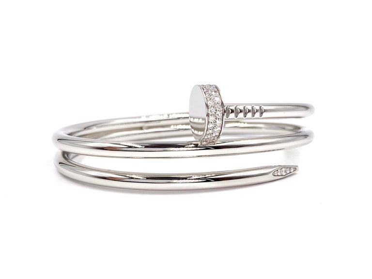 18 Karat White Gold Cartier Juste un Clou Bracelet with Diamonds at