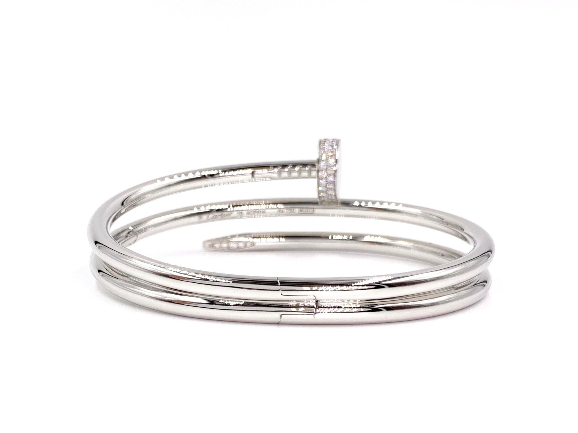 18 Karat White Gold Cartier Juste un Clou Bracelet with Diamonds at 1stDibs