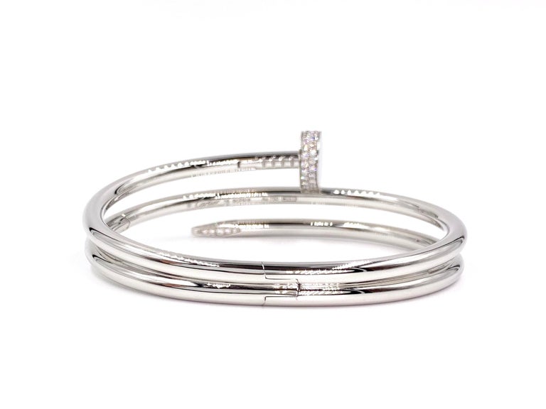 18 Karat White Gold Cartier Juste un Clou Bracelet with Diamonds at