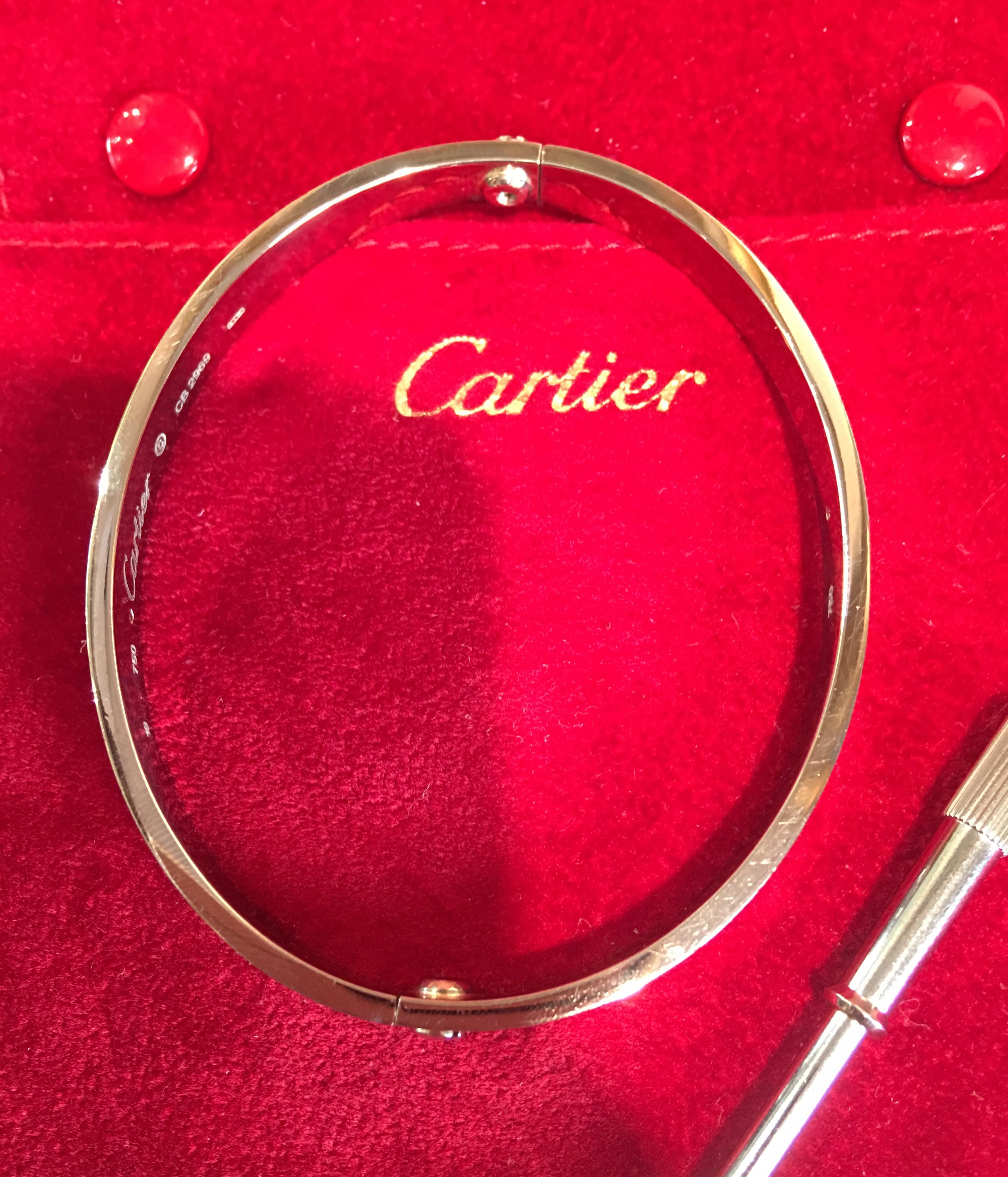 Women's or Men's 18 Karat White Gold Cartier Love Bangle Bracelet