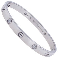18 Karat White Gold Cartier Love Bracelet with 4 Diamonds
