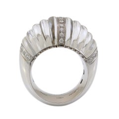 18 Karat White Gold Carved Rock Crystal and Diamond Ring by Vhernier