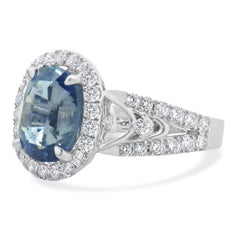 18 Karat White Gold Ceylon Sapphire and Diamond Ring