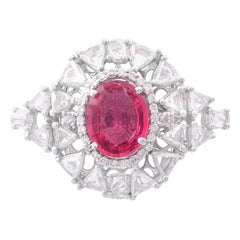 18 Karat White Gold Ceylon Spinel and Rose Cut Diamonds Cocktail Ring