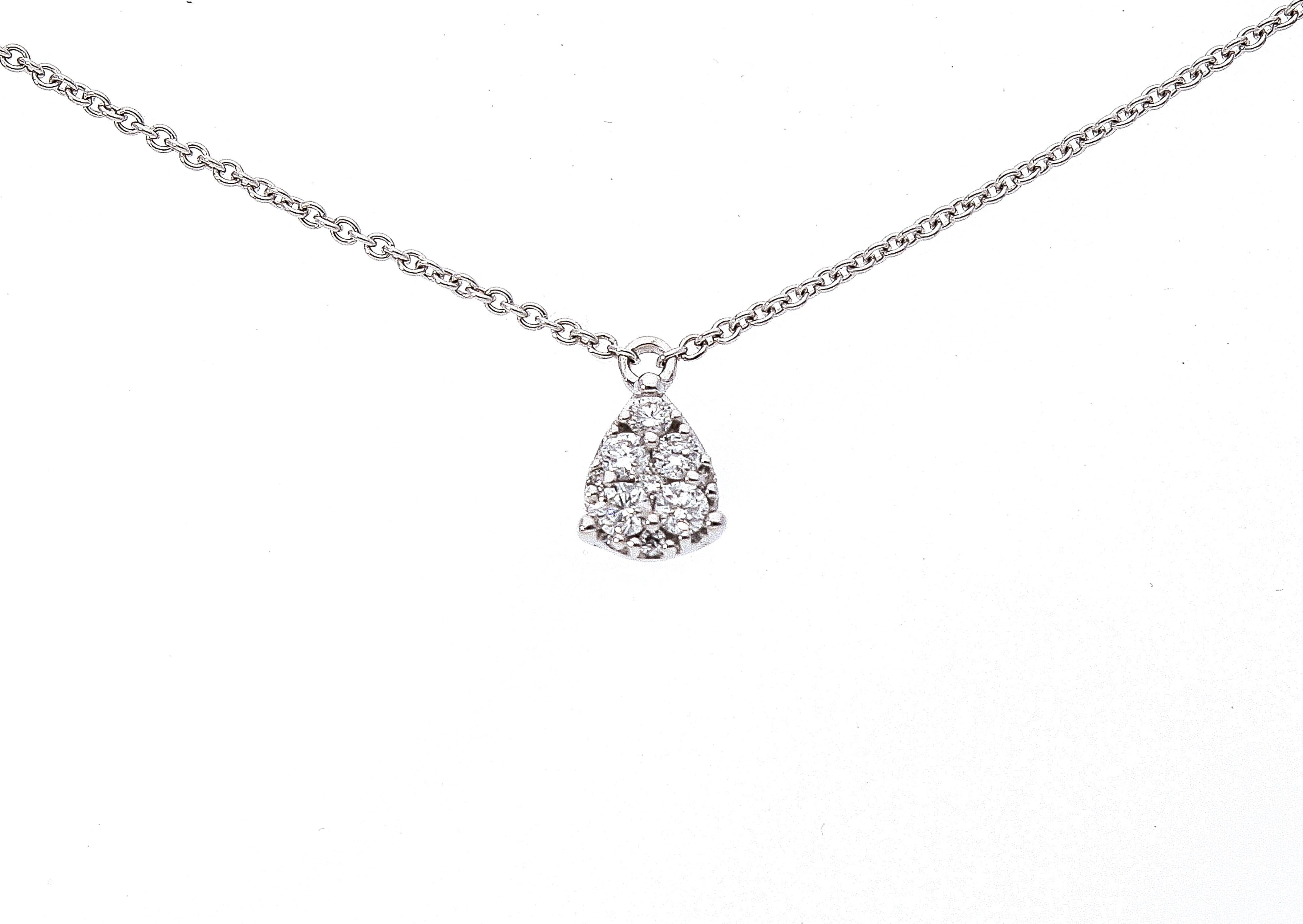 18 Karat White Gold Chain Necklace with Five Drop Pendant with Diamonds For Sale 3
