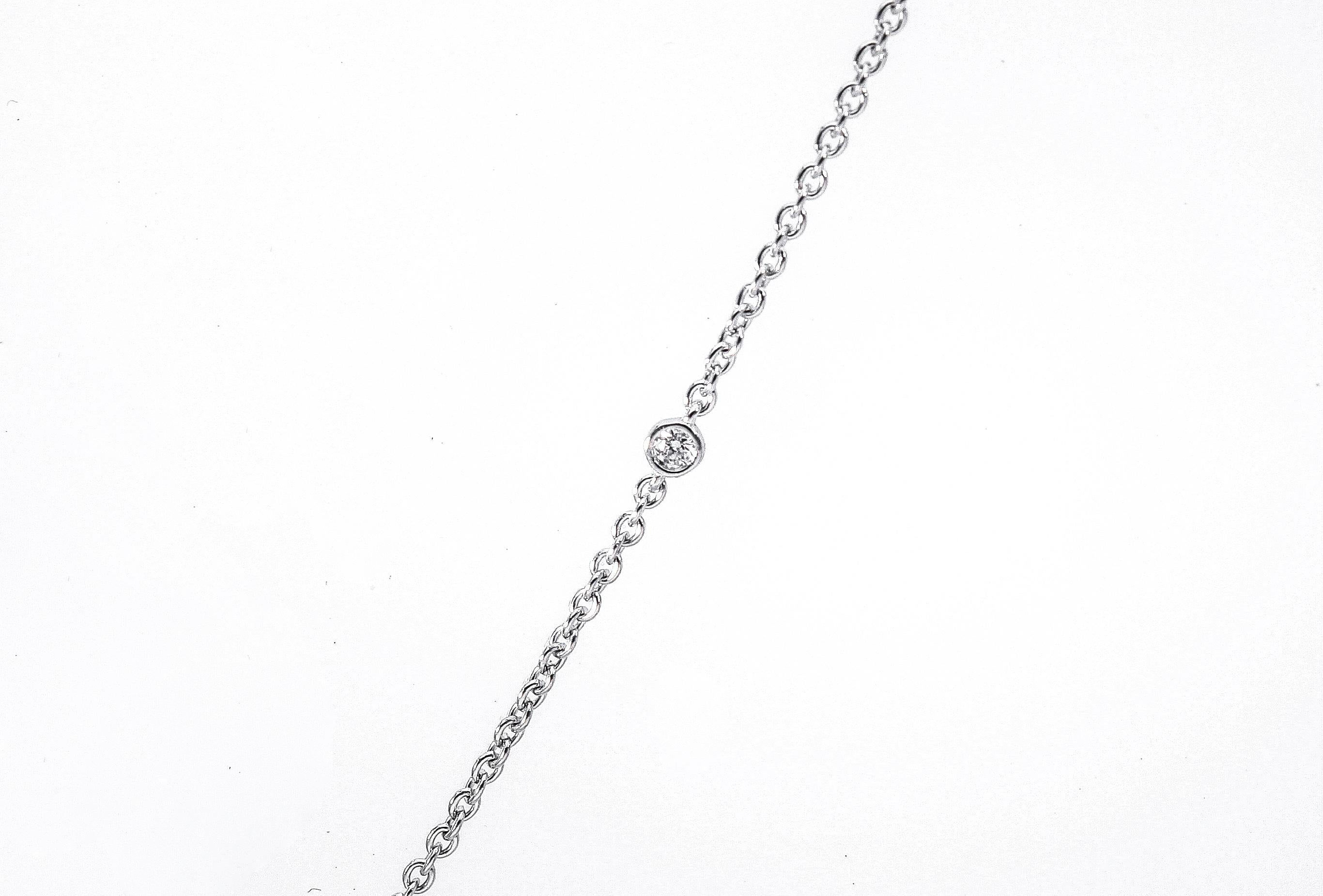 Baguette Cut 18 Karat White Gold Chain Necklace with Rectangular Diamonds Pendant For Sale