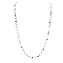 18 Karat White Gold Chain With Blue Sapphires
