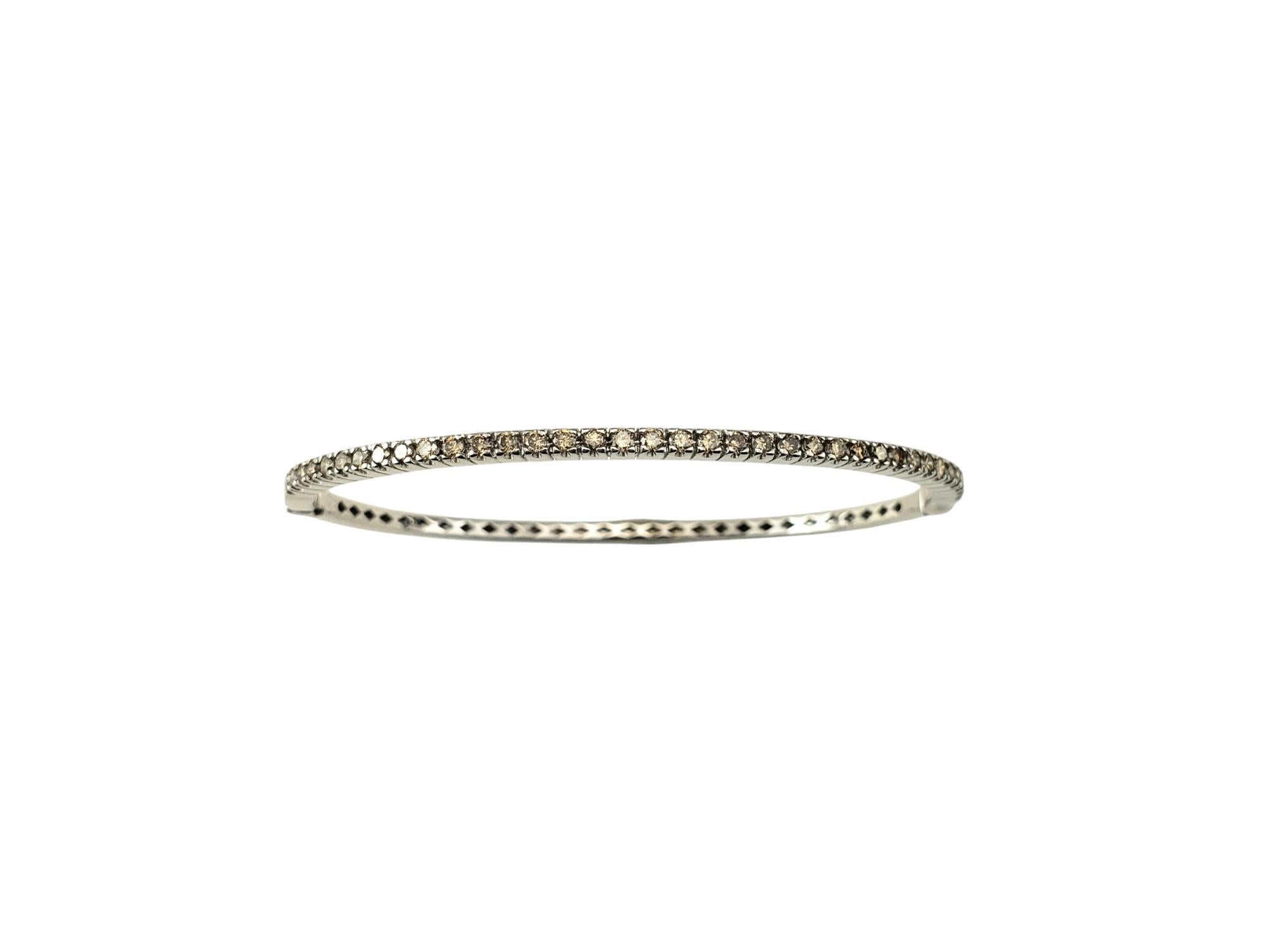 18 Karat White Gold Champagne Diamond Bangle Bracelet #20789
