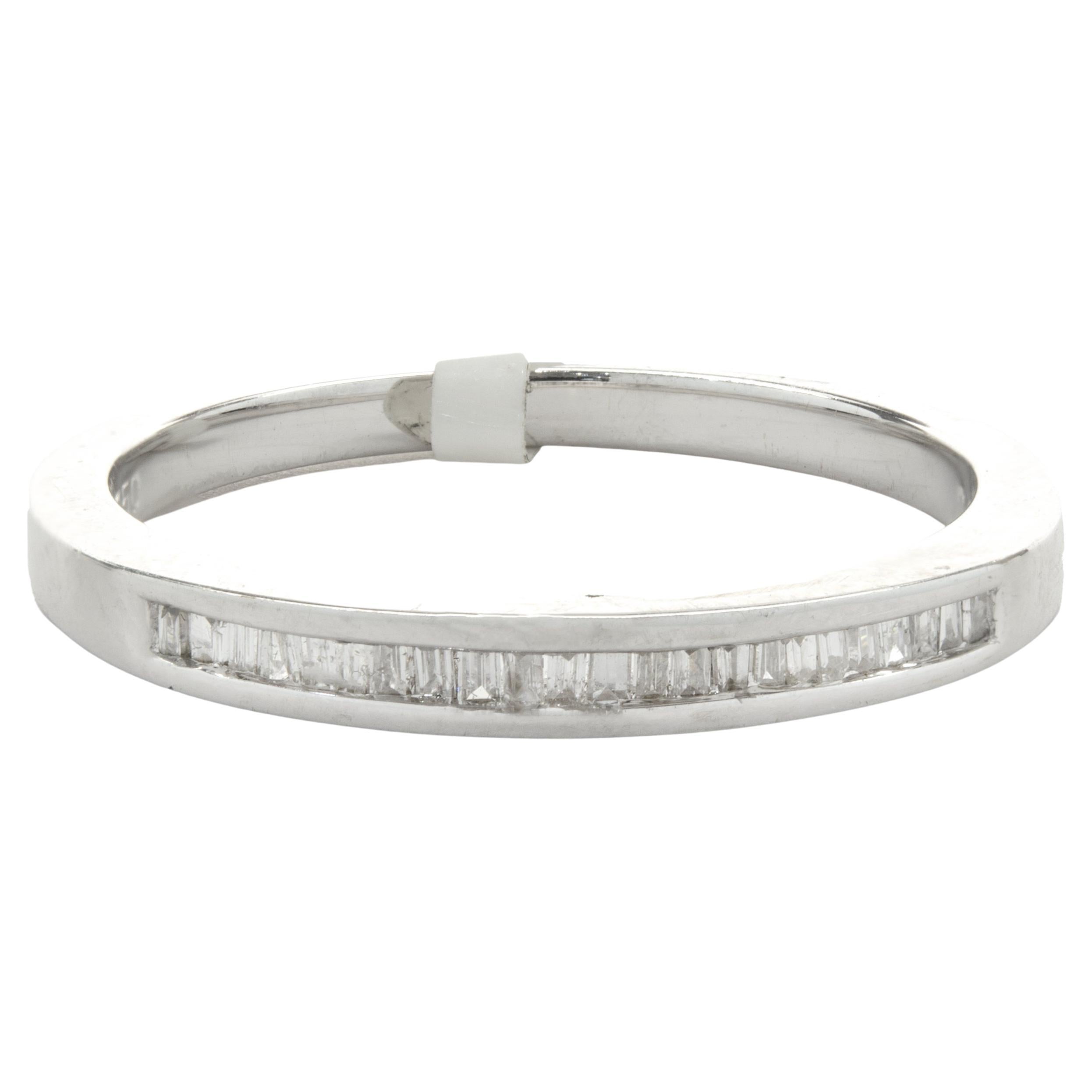 18 Karat White Gold Channel Set Baguette Diamond Band