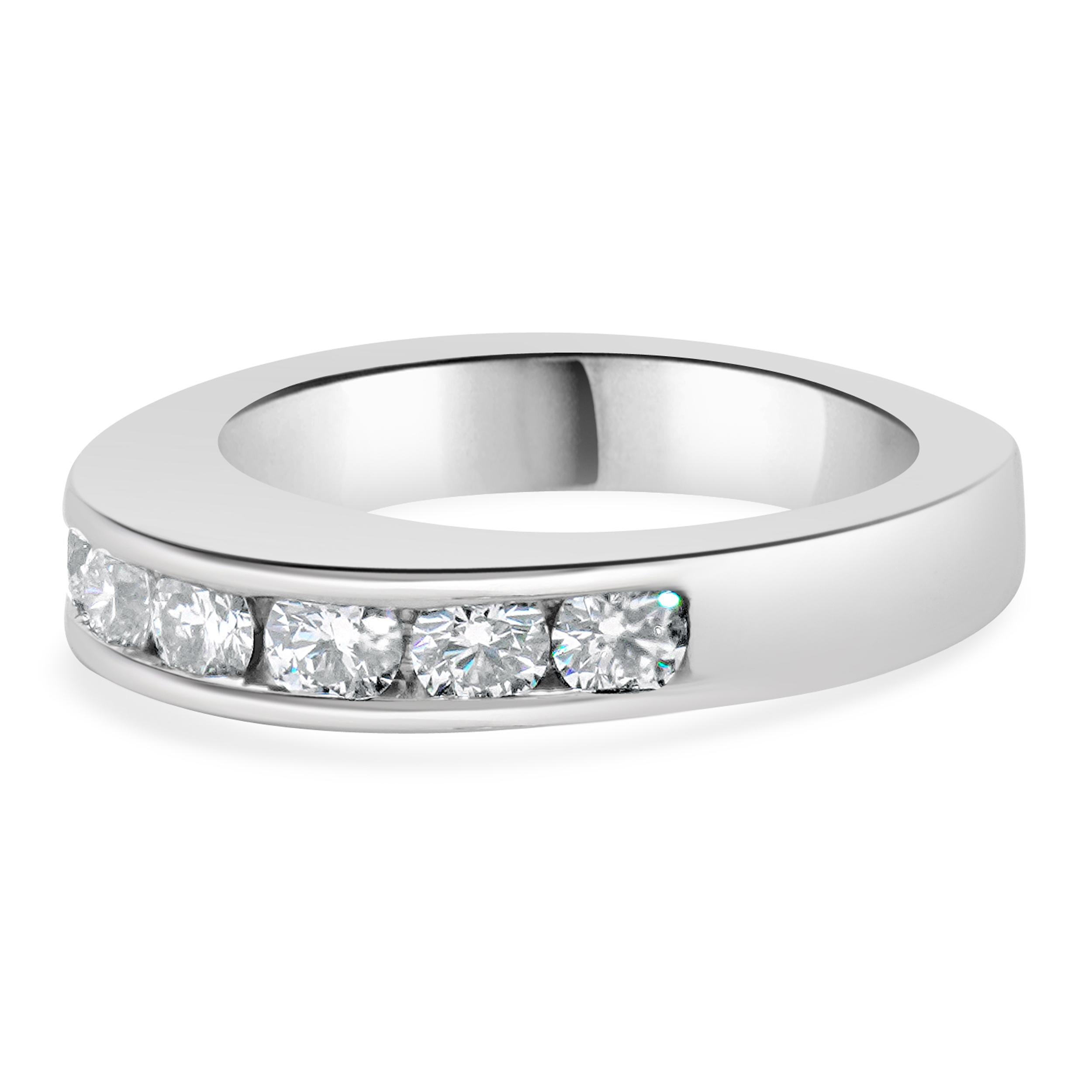 Designer: Custom
Material: 18K white gold
Diamonds: 8 round brilliant cut = 0.75cttw
Color: G / H
Clarity: VS2-SI1
Size: 4 sizing available 
Dimensions: ring top measures 4mm in width
Weight: 6.02 grams