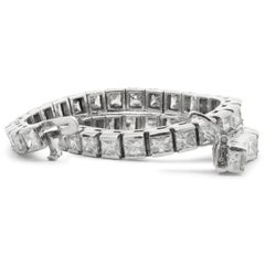 18 Karat White Gold Channel Set Diamond Tennis Bracelet