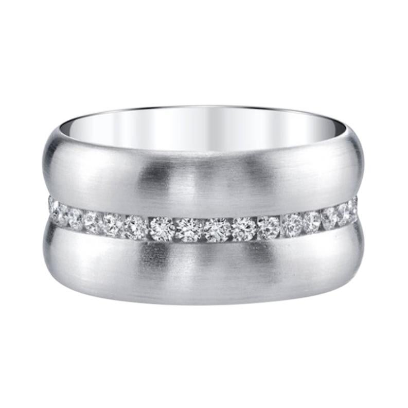 18 Karat White Gold Channel Set Eternity Wide Band For Sale