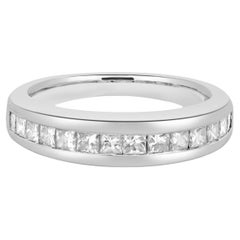 18 Karat White Gold Channel Set Princess Cut Diamond Band