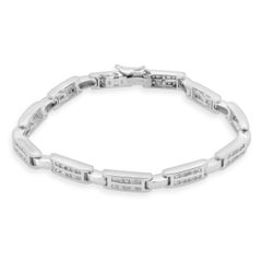 18 Karat White Gold Channel Set Princess Cut Diamond Inline Bracelet