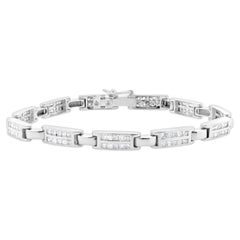 18 Karat White Gold Channel Set Princess Cut Diamond Inline Bracelet