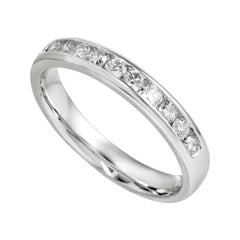 18 Karat White Gold Channel Round Diamond Half Eternity Wedding Engagement Ring