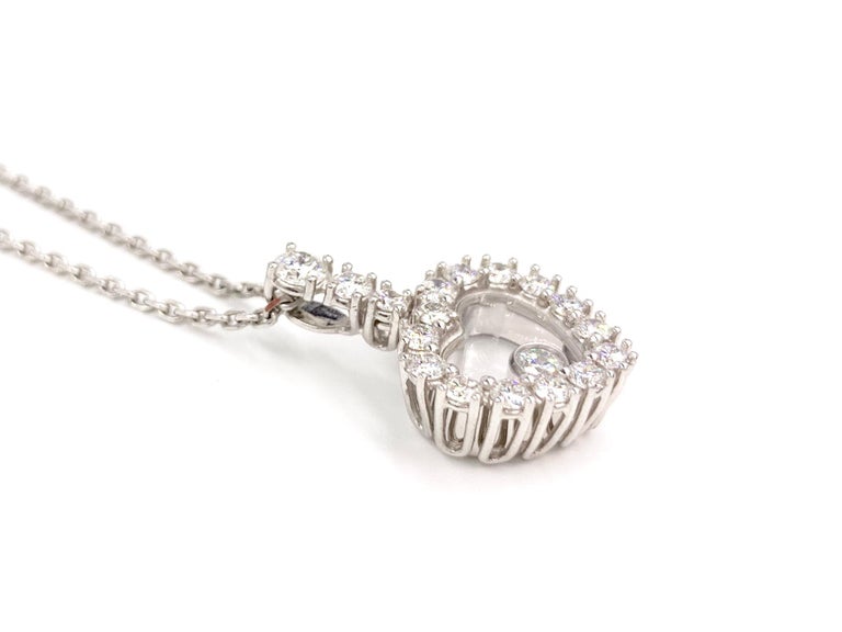 18 Karat White Gold Chopard Happy Diamonds Heart Pendant Necklace at ...