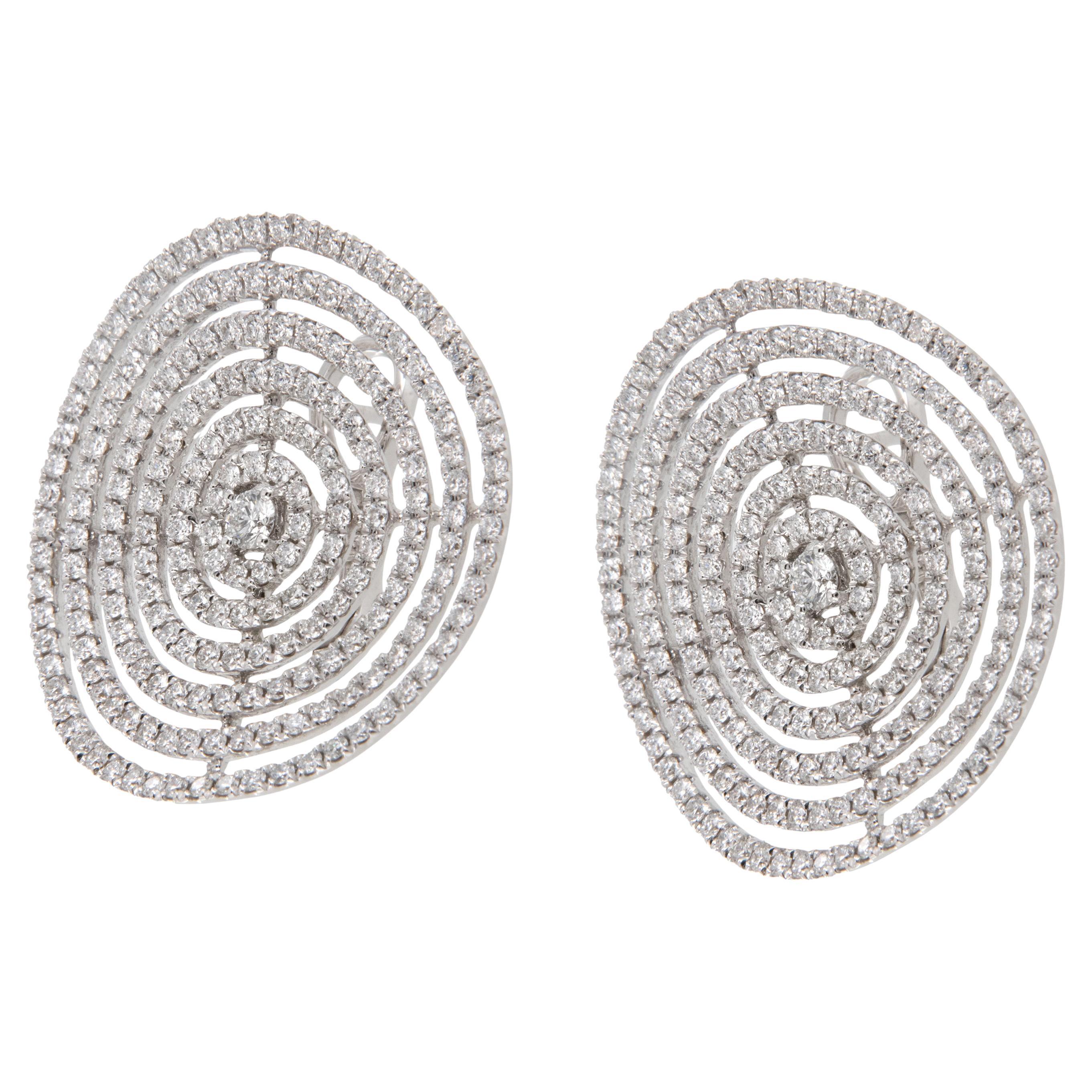 Orecchini a cerchio in oro bianco 18 carati con diamante da 2,83 ctw